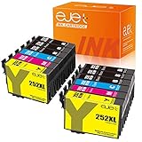 E-jet Remanufactured Ink Cartridge Replacement for Epson 252XL ( Black,Cyan,Magenta,Yellow , 12-Pack )