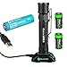 EdisonBright Olight S30R III 1050 Lumen USB Rechargeable LED Flashlight with Type 18650 3500mAh Li-ion Battery, Charging Base with Two CR123A Lithium Back-up Batteries Bundle