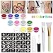 Glitter Tattoo Kits Powder Temporary Tattoo Body Painting with 12 Large Glitter Colors,32 Uniquely Themed Temporary Tattoo Stencils,1 Glue Applicator Bottles & 2 Glitter Brushes for Children, Teenager