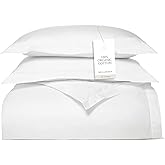 BOLL & BRANCH Percale Hemmed Duvet Set - King/Cal King, White - Luxury 100% Organic Cotton - 1 Duvet Cover, 2 Shams - Crisp, Naturally Cooling Weave