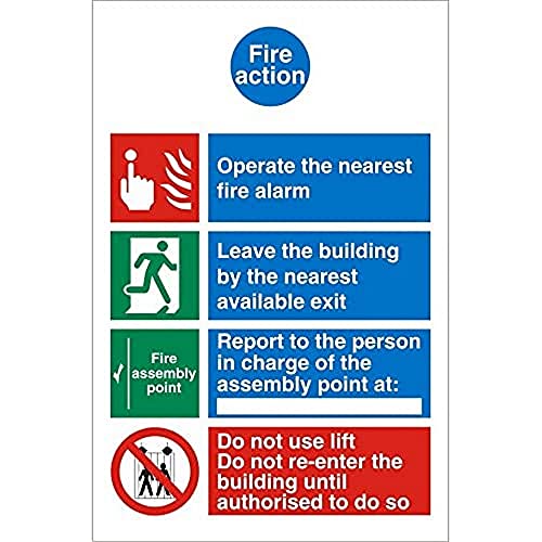 Seco Fire Action With Do Not Use Lift Sign, 150mm x 200mm - 1mm Semi Rigid Plastic