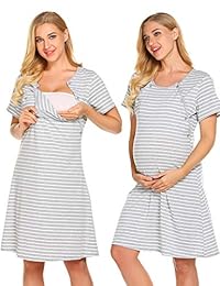Ekouaer - Camisón de lactancia para hospital, para la entrega, el laboratorio, la maternidad, el embarazo, para lactancia