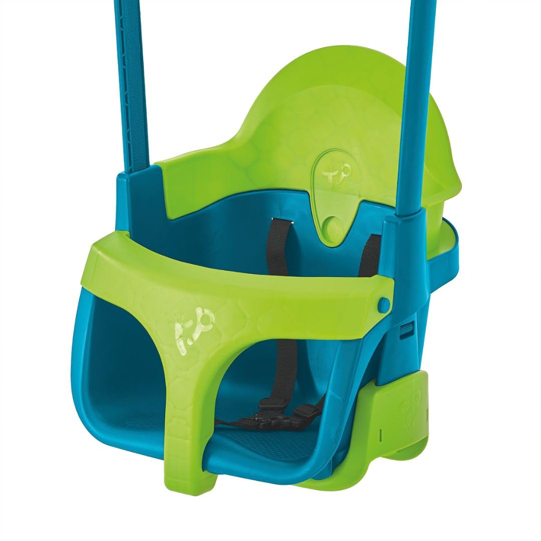 TP Toys Quadpod 4-in-1 Growable Swing Seat Green, Outdoor Playground Baby Swing Seat with Adjustable Ropes and Safety Strap, Toddler Swing for Gardens and Playgrounds, Kids 6 months - 8 years One Size