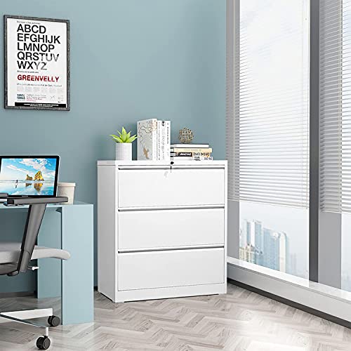 3 Drawer Lateral File White, Metal Lateral Filing with