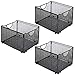MyGift Black Metal Mesh Collapsible Hanging File Folder Box, Office Storage Crate, Set of 3