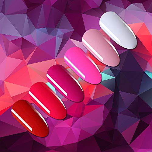 Gel Nail Polish Starter Kit, Speed Curing 48W Professional LED lamp Base Top Coat Set & 6 Colors, Manicure Tools Popular Nail Art Designs by Vishine #15