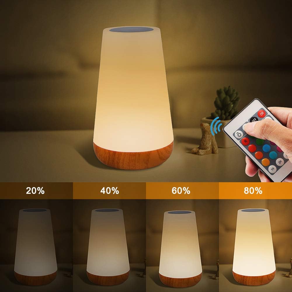Table Lamp Touch Night Light - Portable Sensor Remote Control Bedside Lamps with Quick Rechargeable USB Dimmable Warm White Light 13 Colors RGB Table Lamp for Bedroom Living Room Office (White): Home Improvement