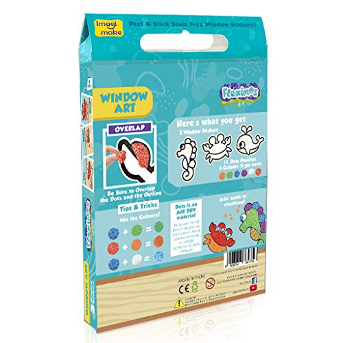 Imagimake Fleximos Aqua World DIY Window Art – Dotz Multi-Colour Air Dry Clay Art Playset - for Girls and Boys 3 Years+ (Aqua World)