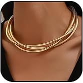 Lyfange Chunky Gold Statement Choker Neckalce for Women Twist Snakebone Chain Wrap Necklace Thick Gold Choker Collar Necklaces Trendy Jewelry Gift