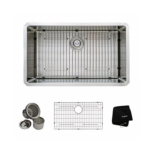 KRAUS 32 Inch 16 Gauge Undermount Single Bowl Stainless Steel Sink, KHU100-32