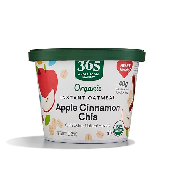365 BY WHOLE FOODS MARKET, ORGANIC INSTANT OATMEAL, APPLE CINNAMON CHIA, 2.1 OUNCE