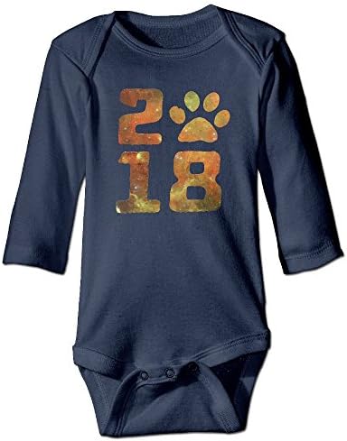 Infant Gold 2018 Chinese New Year Of The Dog Long Sleeve Onesies Outfits Navy