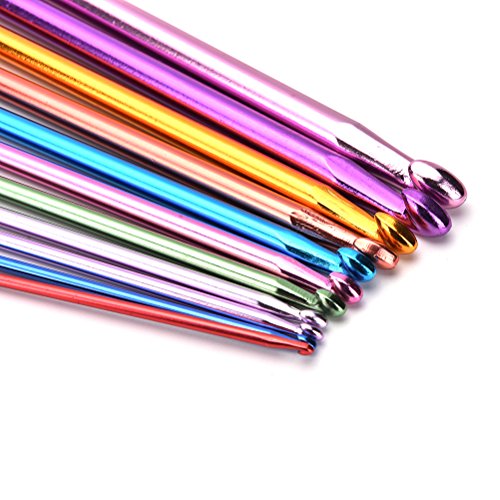 11 Different Size Multicolour Aluminum Tunisian/afghan Crochet Hook Needle by DINGJIN