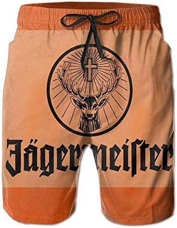 akingstore Jagermeifter Men Beach Pants Swim Trunks Quick-Dry Board Trunks with Mesh Lining