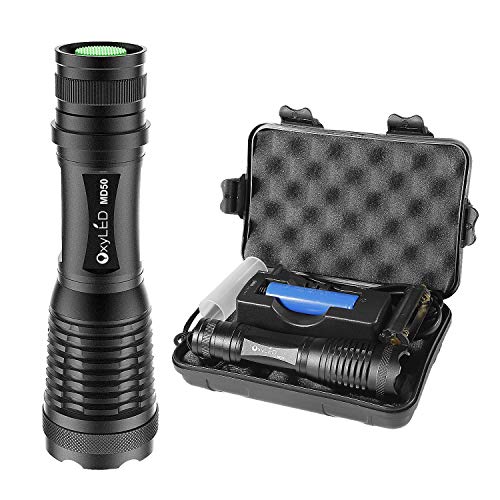 [Rechargeable] LED Tactical Flashlight, OxyLED Super Bright 900 Lumens CREE T6 LED Torch, 18650 Battery Included, IPX-6 Water Resistant, Zoomable, 5 Light Modes for Camping Hiking and Emergency Use - Thumbnail 6