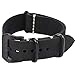 Carty 20mm Black Vintage Handmade Crazy Horse Leather Strap Zulu Replacement Watch Band Black Buckle
