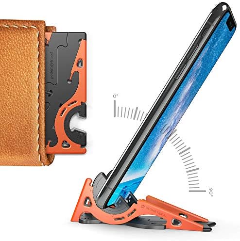 Pocket Tripod Pro by Geometrical - Universal Kit - EDC Universal Card-Size Adjustable Carbon Fiber Phone Tripod for iPhone and Android with TPU Grip for Mobile Photography (Lava)