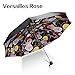 VILLASON Versailles Rose UPF 50+Anti UV Windproof & Waterproof Compact Travel UmbrellaSturdy Canopy Construction 5Layers Nanocoating for UV ProtectionLuxury Design-Aluminum Alloy&Leather Handle