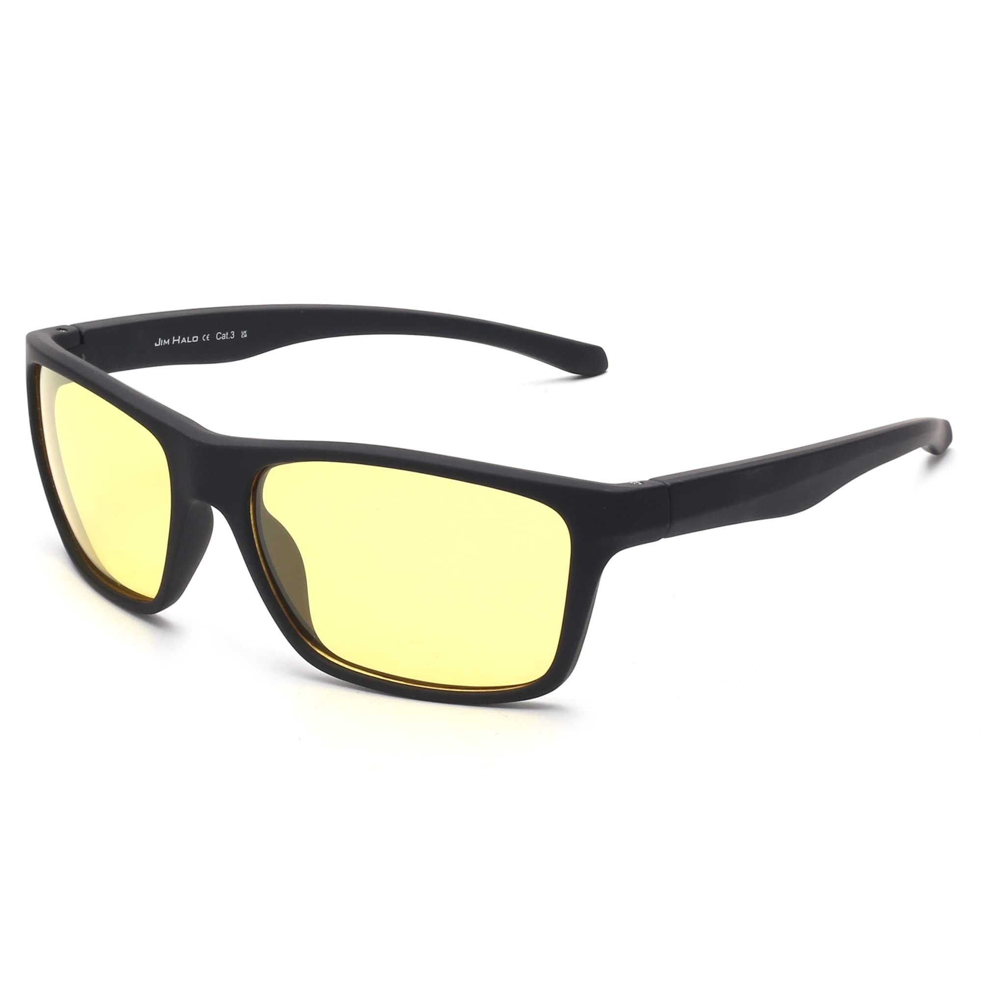 Jim Halo Polarized Night Vision Sunglasses for Men Women Wrap Around Sprot Sun Glasses for Cycling Fishing Driving Yellow