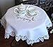 LINENLUX Lace Tablecloth Table Topper White Flower (33.4 x 33.4In)