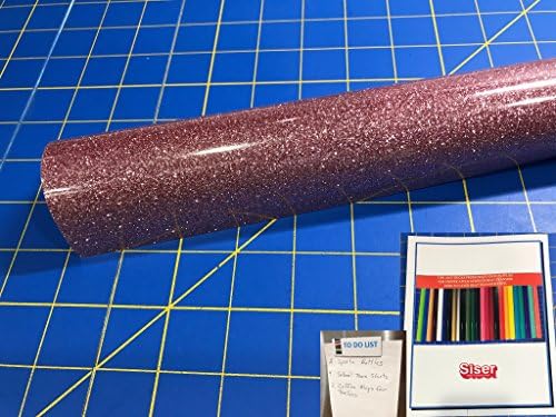 Siser Glitter Iron On Heat Transfer 5' Roll, 20" x 60" Roll, Plus Tips for Heat Transfer Application Brochure (Rose Gold)