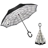Beemax Inverted Umbrella Reverse Folding Double Layer with C-shape Handle for Car Outdoor Rain Protection