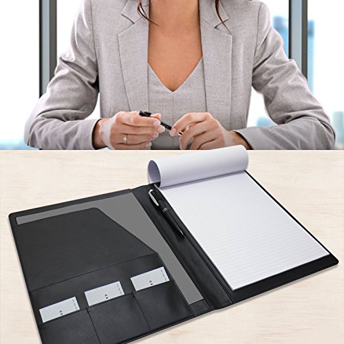 Padfolio de Papercode - Best Slim Portfolio & Organizer for Strong Impressions in Business Meetings & Interviews - Modern Saffiano Faux Leather w/ Innovative Slip Folder for iPad - BONUS Card Booklet - Thumbnail 6
