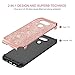BENTOBEN Case for LG G5, Shockproof Anti-Scratch Glitter Bling Luxury Dual Layer Girl Women Hybrid Hard PC Laminated Glitter Sparkly Shiny Faux Leather Protective Case for LG G5 (2016), Rose Gold