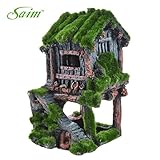 Saim Resin Ancient House with Moss Aquarium Decorations Fish Tank Landscape Ornament