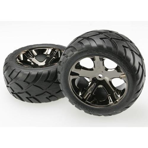 Traxxas 3773A Anaconda Tires Pre-Glued on All Star black chrome wheels (pair)
