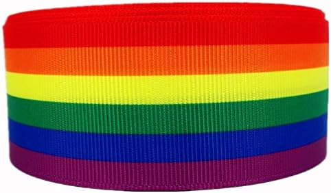 25Yards Rainbow Stripes Printed 1.5" White Solid Grosgrain Ribbon Hairbow Craft Supplies