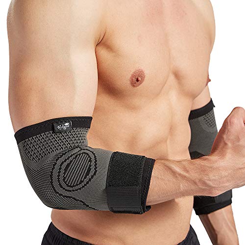Bodyprox Elbow Brace with Strap for Tendonitis 2 Pack, Tennis Elbow