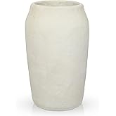 Briful Rustic Vintage Ceramic Vase, 11.8'' Farmhouse Table Decor with Wide Mouth, Large Decorative Vase for Home Decor, Living Room, Entryway & Shelf Styling, Beige