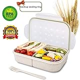 Bento Box for Kids Lunch Box Lunch Container for Adults, Leak Proof Bento Lunch Container, BPA Free Kids Bento Box, Portion Control Containers, Wheat Fiber Safe Healthy
