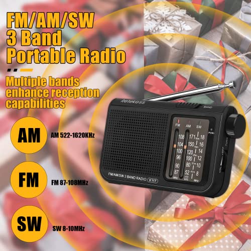 Retekess V117 Portable Radio AM FM, Shortwave Radio with Clear Dial, Transistor Radio with Best