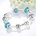 Presentski Charm Bangle with Silver Plated Charms Glass Beads and Heart Pendant for Girls Women