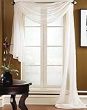 Gorgeous Home 1 PC SOLID WHITE SCARF VALANCE SOFT SHEER VOILE WINDOW PANEL CURTAIN 216