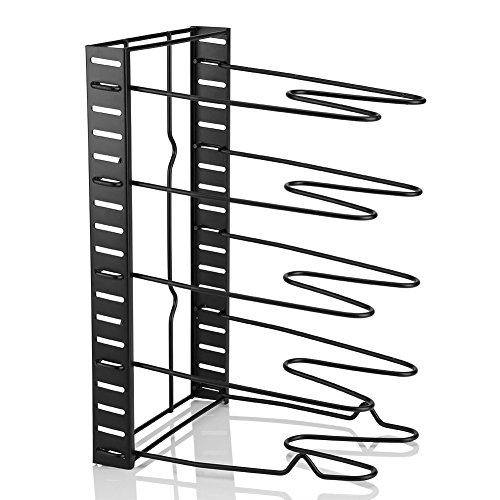 Pan Organizer Rack, 5 Tier Adjustable Kitchen Saucepan Frying Pan Stand Holder Iron Organiser Storage Rack Shelf For Kitchen Counter Top, Heavy-duty - Thumbnail 2