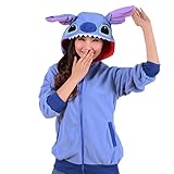 Womens Cute Cartoon Stitch Hoodie Costume Zipper Hooded Coats Tops