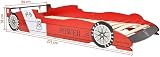 vidaXL Red Race Car Bed 90x200 cm MDF Frame with Safety Rails for Kids view 3