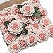 Ling's Moment Artificial Flowers 25Pcs Pink Roses Decor w/Stems,3