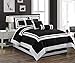 Chezmoi Collection Caprice 7-Piece Hotel Style Comforter Set - Black/White Square Pattern Modern Color Block Bedding with Decorative Pillows - Luxurious Lightweight All Season Bed Set, King