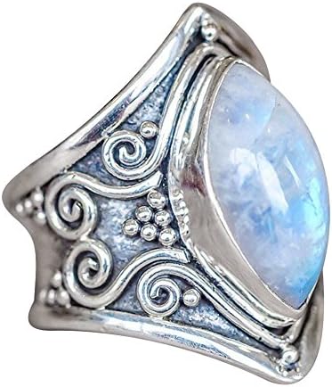 HIRIRI Moonstone Opal Ring Necklace Retro Stylish Gem Inlaid Accessories Wedding Engagement Present