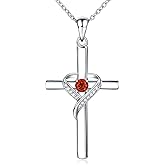 AmorAime 925 Sterling Silver Cross Necklace for Women Heart Necklaces for Mother for Festival, Vacation or Holiday