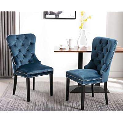 Guyou Upholstered Velvet Dining Chairs Set of 2, Dining Room Chairs Tufted Cushion Back Elegant Victoria Retro Accent… 51ZjGzqJgLL