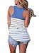 Chvity Women's Crochet Pocket Color Block Sleeveless T-shirts Racerback Tank Tops (XL, Blue)