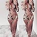 Teresamoon Floral Print Dress Women Autumn Winter Casual Long Sleeve Dress (Coffee, L)