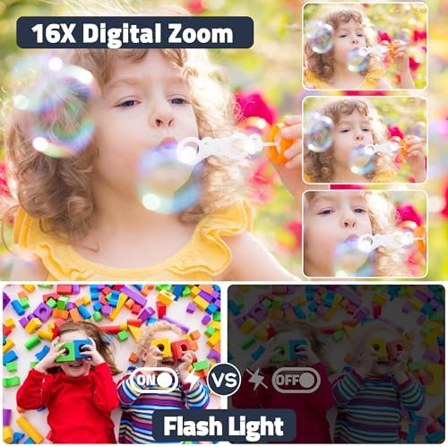 Fotocamera Digitale, HD 1080P con Scheda di Memoria da 32 GB, Fotocamera da 48 Megapixel, LCD da 2,4 Pollici con Zoom Digitale 16x per Ragazze, Adolescenti, Ragazzi e Principianti (Nero)
