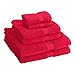Superior Egyptian Cotton Pile 6 Piece Towel Set, Includes 2 Bath, 2 Hand, 2 Face Towels/Washcloths, Ultra Soft Luxury Towels, Thick Plush Essentials, Guest Bath, Spa, Hotel Bathroom, Red