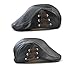 YOYEAH Individual Ivy Newsboy Cap Genuine Leather Bandage Perforation Flat Cap Men Black-1